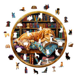 Alternative view of Mindful Wooden Jigsaw Puzzle – book's Golden Retriever