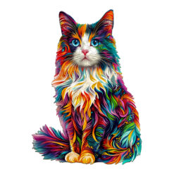 Mindful Wooden Jigsaw Puzzle – Colorful ragdoll cat-1
