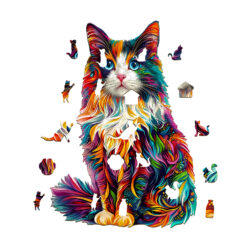 Alternative view of Mindful Wooden Jigsaw Puzzle – Colorful ragdoll cat-1