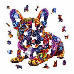 Alternative view of Mindful Wooden Jigsaw Puzzle – french bulldog-2