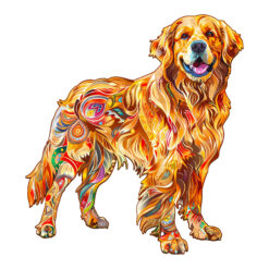 Mindful Wooden Jigsaw Puzzle – Handsome golden retriever