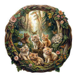 Mindful Wooden Jigsaw Puzzle – Laid-back kitten