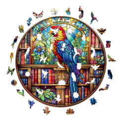 Alternative view of Mindful Wooden Jigsaw Puzzle – library parrot