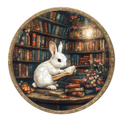 Mindful Wooden Jigsaw Puzzle – Magic Library rabbit