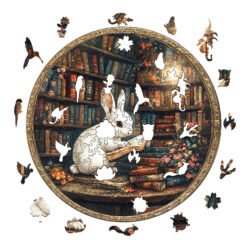 Alternative view of Mindful Wooden Jigsaw Puzzle – Magic Library rabbit