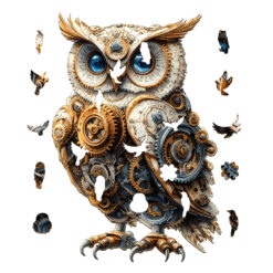 Alternative view of Mindful Wooden Jigsaw Puzzle – Mechanical owl