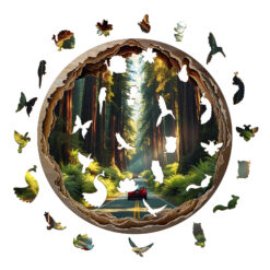 Alternative view of Mindful Wooden Jigsaw Puzzle –redwood forest