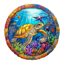 Mindful Wooden Jigsaw Puzzle – retro turtle
