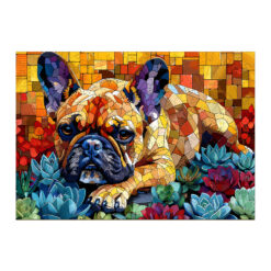 Mindful Wooden Jigsaw Puzzle – Stained glass bulldog