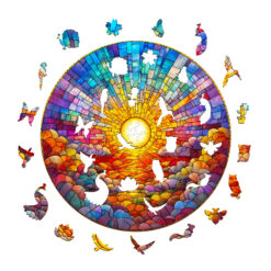 Alternative view of Mindful Wooden Jigsaw Puzzle –stained glass rainbow