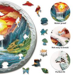 Alternative view of Mindful Wooden Jigsaw Puzzle – 3D Canyon Waterfall