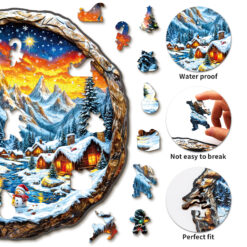 Alternative view of Mindful Wooden Jigsaw Puzzle – 3D Christmas Town 2