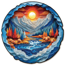 Mindful Wooden Jigsaw Puzzle – 3D Mountains and Rivers