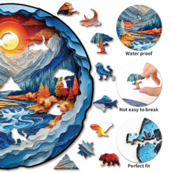 Alternative view of Mindful Wooden Jigsaw Puzzle – 3D Mountains and Rivers