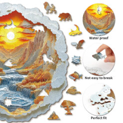 Alternative view of Mindful Wooden Jigsaw Puzzle –3D Sunset Light