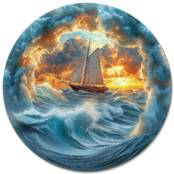 Mindful Wooden Jigsaw Puzzle – A sailboat in stormy seas