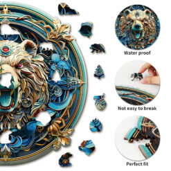 Alternative view of Mindful Wooden Jigsaw Puzzle – Angry Bear