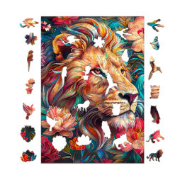 Alternative view of Mindful Wooden Jigsaw Puzzle – Blossom-Kissed Lion-2