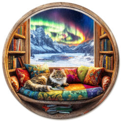 Mindful Wooden Jigsaw Puzzle –Cat and Bookstore
