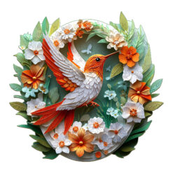 Mindful Wooden Jigsaw Puzzle – Colored paper carving hummingbird