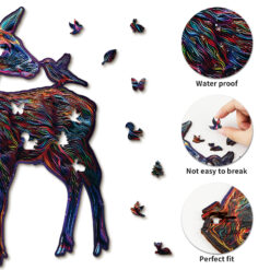 Alternative view of Mindful Wooden Jigsaw Puzzle – Colorful Deer