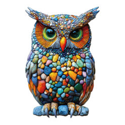 Mindful Wooden Jigsaw Puzzle – Colorful stone owl