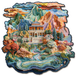 Mindful Wooden Jigsaw Puzzle – Colorful Temple