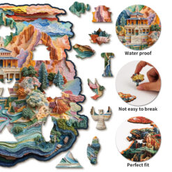 Alternative view of Mindful Wooden Jigsaw Puzzle – Colorful Temple