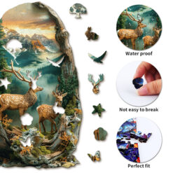 Alternative view of Mindful Wooden Jigsaw Puzzle – Deer in the forest