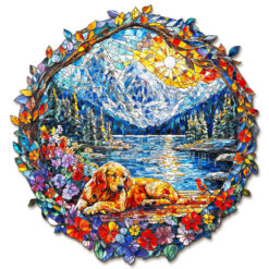 Mindful Wooden Jigsaw Puzzle – Dog and Snow Mountain