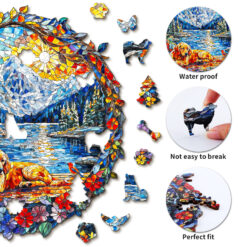 Alternative view of Mindful Wooden Jigsaw Puzzle – Dog and Snow Mountain