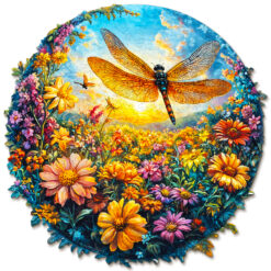 Mindful Wooden Jigsaw Puzzle –Dragonfly and Flowers