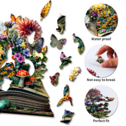 Alternative view of Mindful Wooden Jigsaw Puzzle – Flowers on the Book