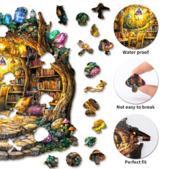 Alternative view of Mindful Wooden Jigsaw Puzzle –Forest Mushroom House