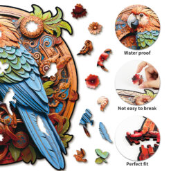 Alternative view of Mindful Wooden Jigsaw Puzzle –  Gear Parrot
