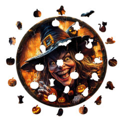 Alternative view of Mindful Wooden Jigsaw Puzzle – Halloween witch