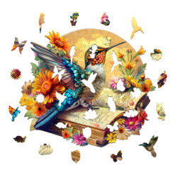 Alternative view of Mindful Wooden Jigsaw Puzzle – Hummingbird on book