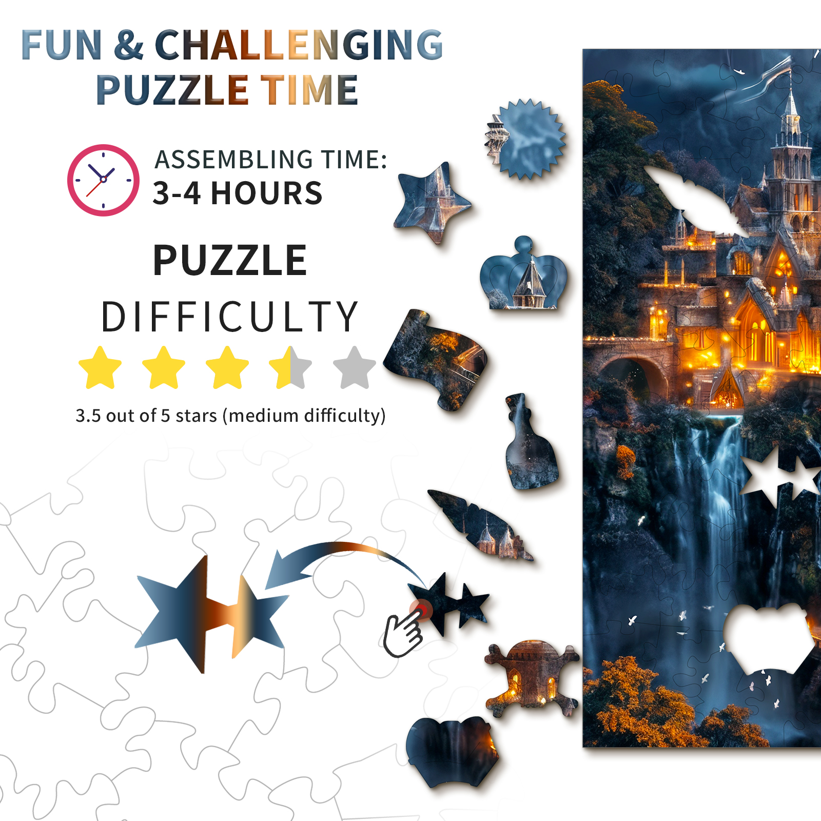 Mindful Wooden Jigsaw Puzzle – Magic Castle - Image 4