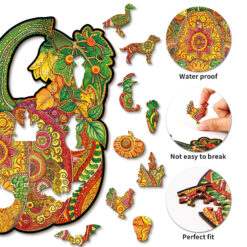 Alternative view of Mindful Wooden Jigsaw Puzzle – Mandala Pumpkin