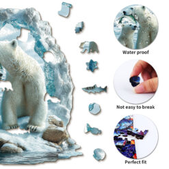 Alternative view of Mindful Wooden Jigsaw Puzzle – Polar bear mother and cub