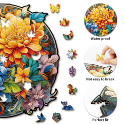Alternative view of Mindful Wooden Jigsaw Puzzle – Prosperous Bloom Flower
