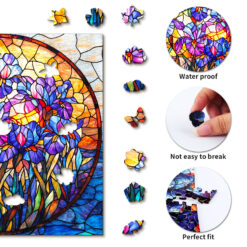 Alternative view of Mindful Wooden Jigsaw Puzzle – Purple Glass Iris