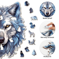 Alternative view of Mindful Wooden Jigsaw Puzzle – Resolute Snow Wolf