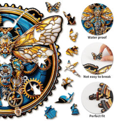 Alternative view of Mindful Wooden Jigsaw Puzzle – Retro Mechanical Butterfly