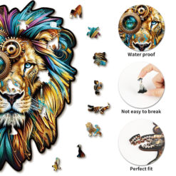 Alternative view of Mindful Wooden Jigsaw Puzzle –Retro Mechanical Lion