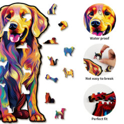 Alternative view of Mindful Wooden Jigsaw Puzzle – Smile Golden retriever