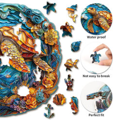 Alternative view of Mindful Wooden Jigsaw Puzzle –  Steady Sea Turtle