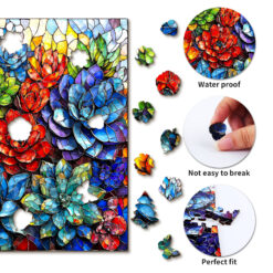 Alternative view of Mindful Wooden Jigsaw Puzzle – succulents