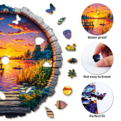 Alternative view of Mindful Wooden Jigsaw Puzzle – Sunset by the Lake