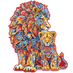 Mindful Wooden Jigsaw Puzzle – Warm Parent-Child Lion